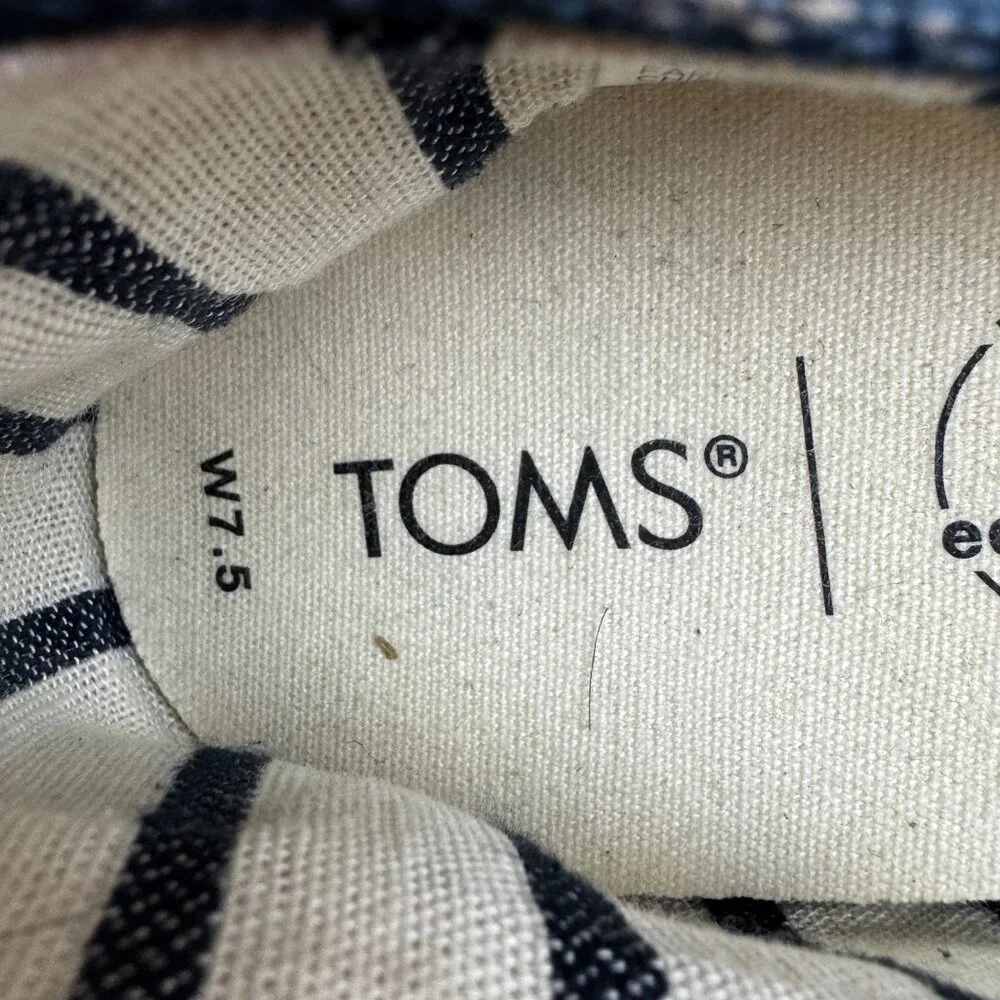 Toms Womens Navy Blue Canvas Espadrille Flats Shoes Size W7.5 Alpargata